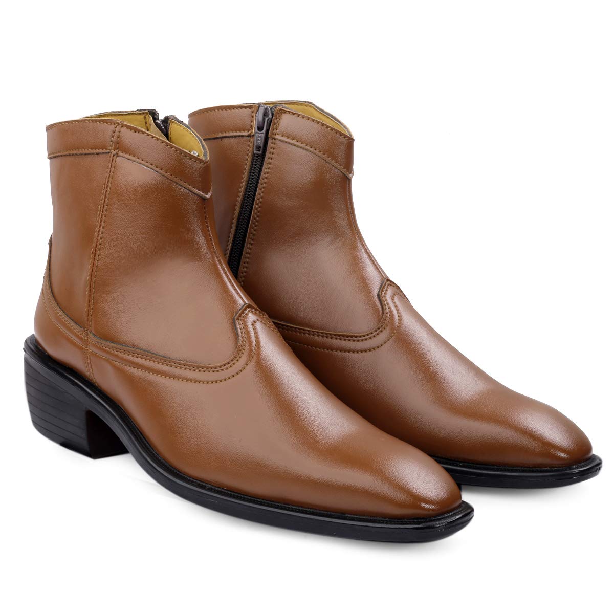 Classy High Ankle Tan Casual And Formal Boot With Zip Pattern-Unique and Classy