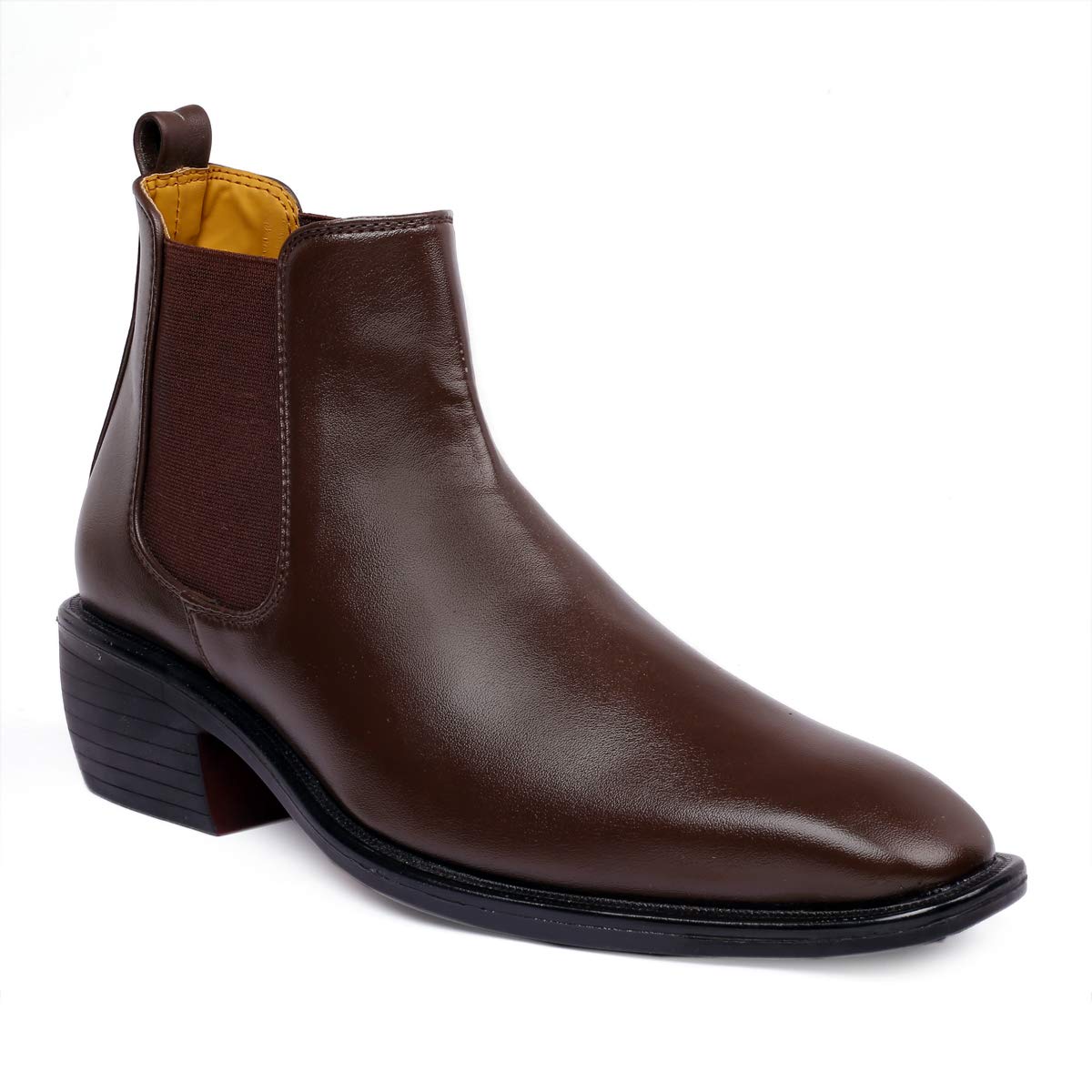 Classy Hight Ankle Height Increasing Brown Chelsea Boots For Men-Unique and Classy