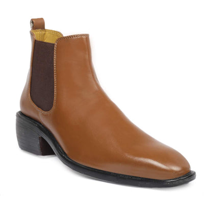Classy Hight Ankle Height Increasing Tan Chelsea Boots For Men-Unique and Classy