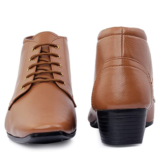 New Arrival Derby Faux Leather Formal Height Increasing Boots For Men's-Unique and Classy