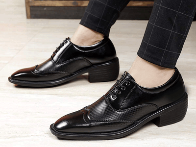 Height Increasing Black Casual And Formal Lace-Up Shoes For Men-Unique and Classy