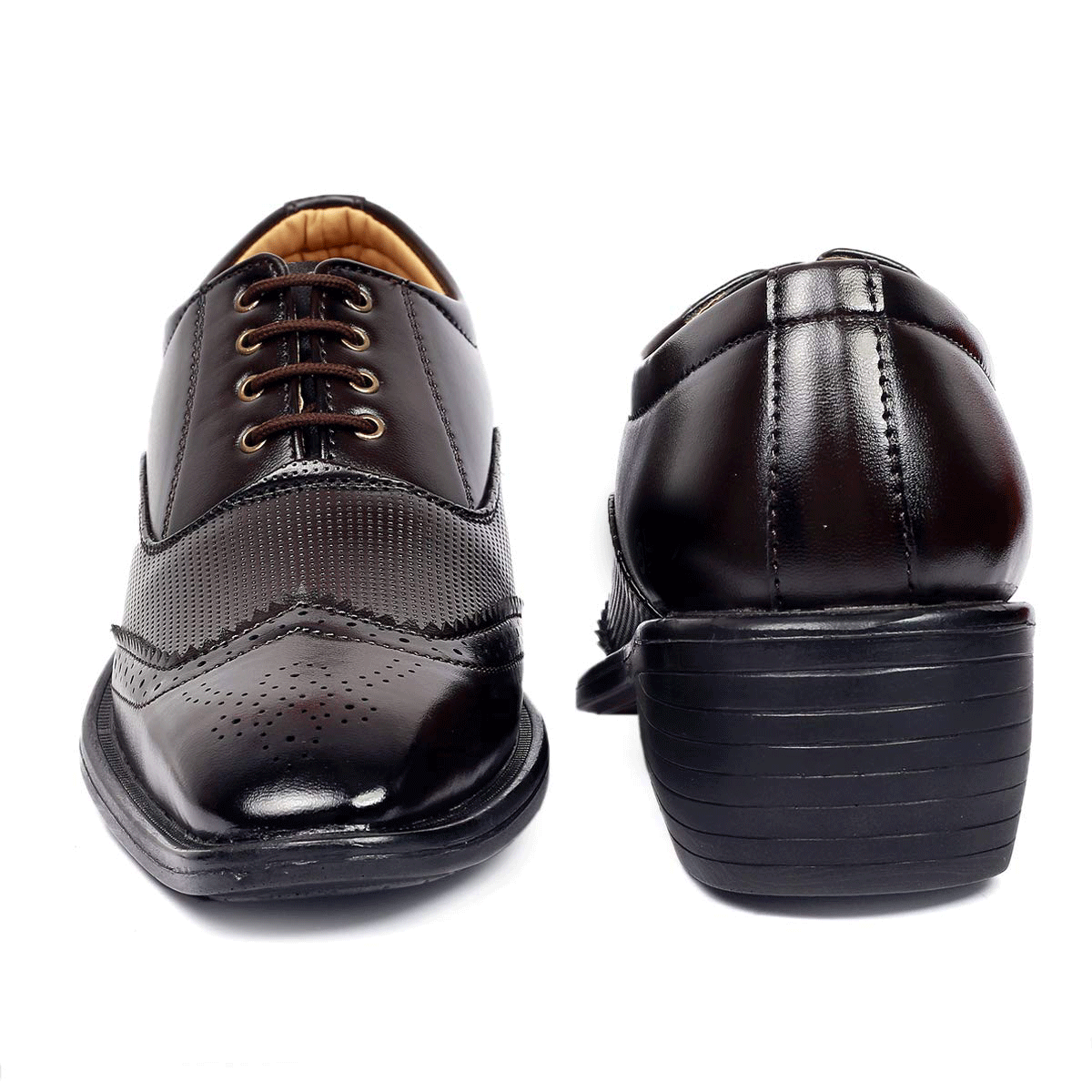 Height Increasing Brown Casual And Formal Lace-Up Shoes For Men-Unique and Classy