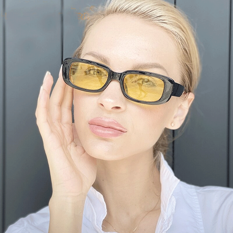 Yellow Lens Vintage Rectangle Sunglasses For Men And Women-Unique