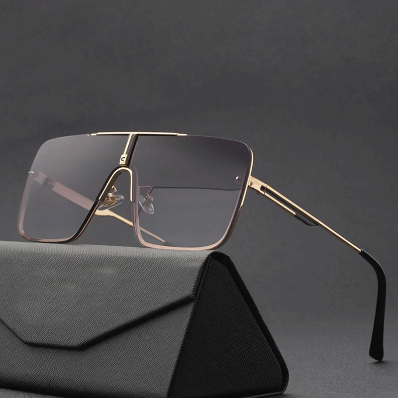 One Piece Mental Frame Square Sunglasses For Man And Women Unique and Classy