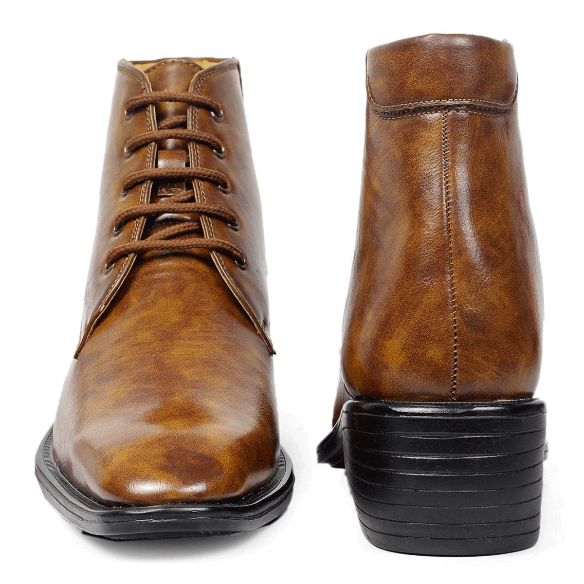 High Ankle Height Increasing Tan Casual And Outdoor Boots With Lace-Up Pattern-Unique and Classy