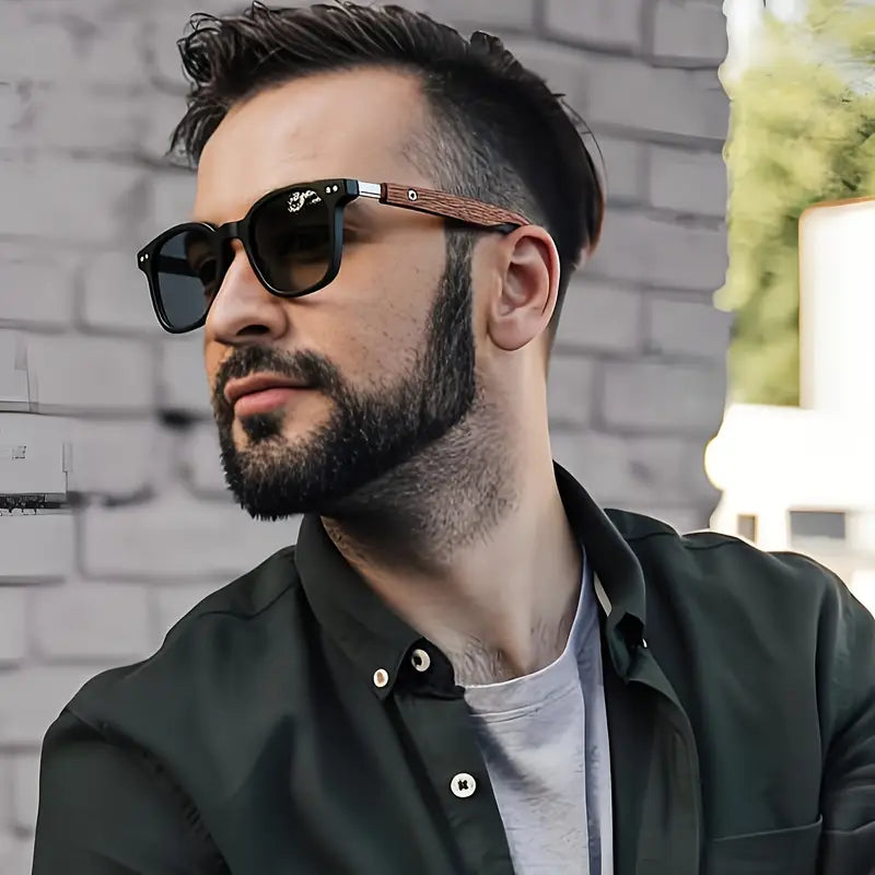 Unique and Classy Retro Wood Grain Pilot Sunglasses – UV400 Protection