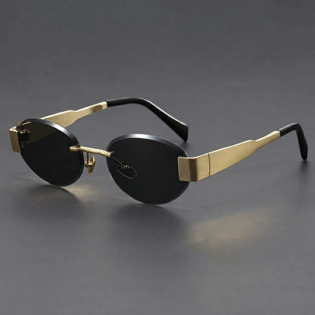 Round Rimless Cutting Luxury Metal Sunglasses for Men and Women