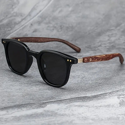 Unique and Classy Retro Wood Grain Pilot Sunglasses – UV400 Protection