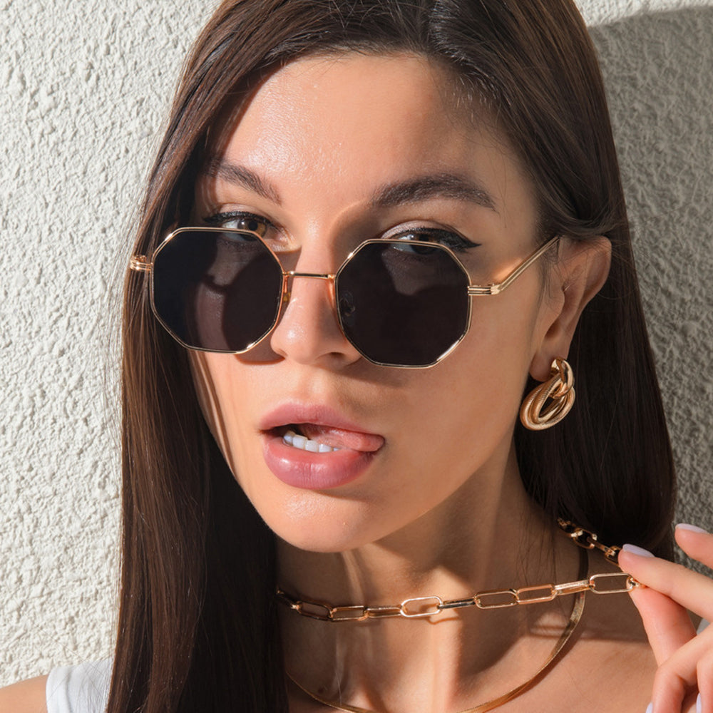 New Vintage Polygonal Shape Sun Glasses for Men And Women-SunglassesCraft