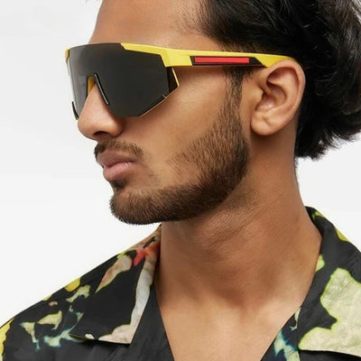 Sporty Oversized Shield Sunglasses For Unisex-Unique and Classy