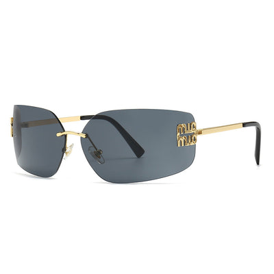 2025 Curved Lens Rimless Square Sunglasses for Women-Unique and Classy
