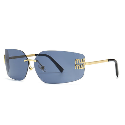 2025 Curved Lens Rimless Square Sunglasses for Women-Unique and Classy