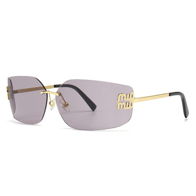 2025 Curved Lens Rimless Square Sunglasses for Women-Unique and Classy