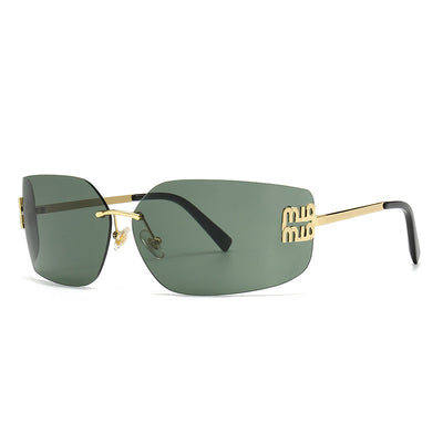 2025 Curved Lens Rimless Square Sunglasses for Women-Unique and Classy