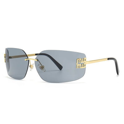 2025 Curved Lens Rimless Square Sunglasses for Women-Unique and Classy