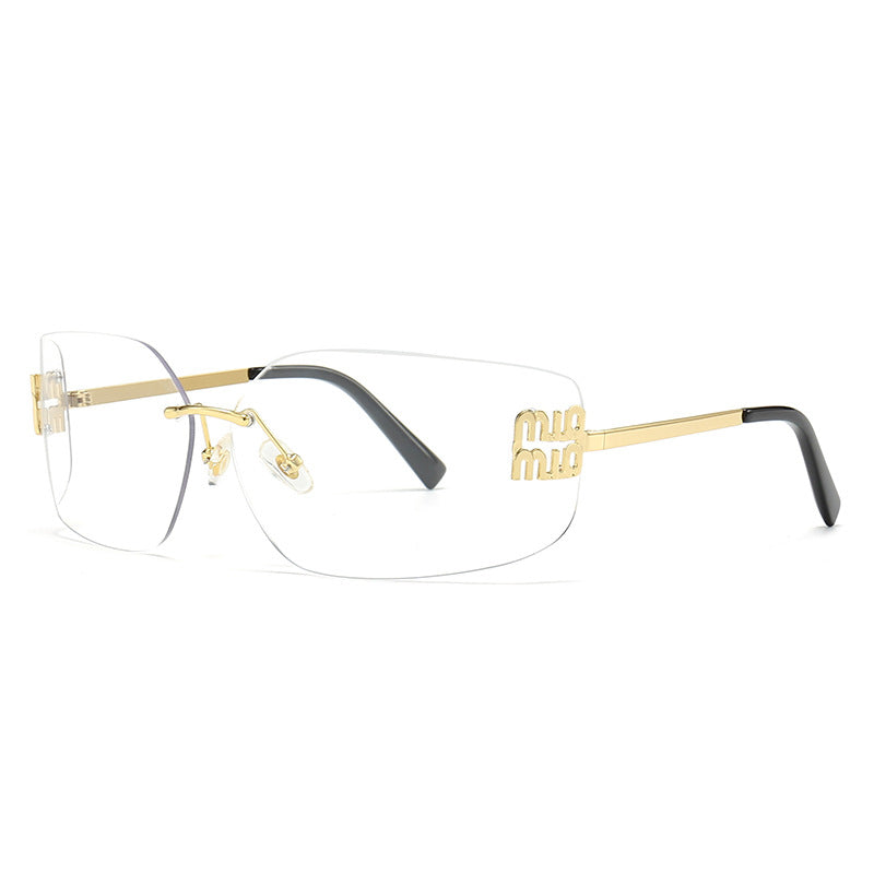 2025 Curved Lens Rimless Square Sunglasses for Women-Unique and Classy
