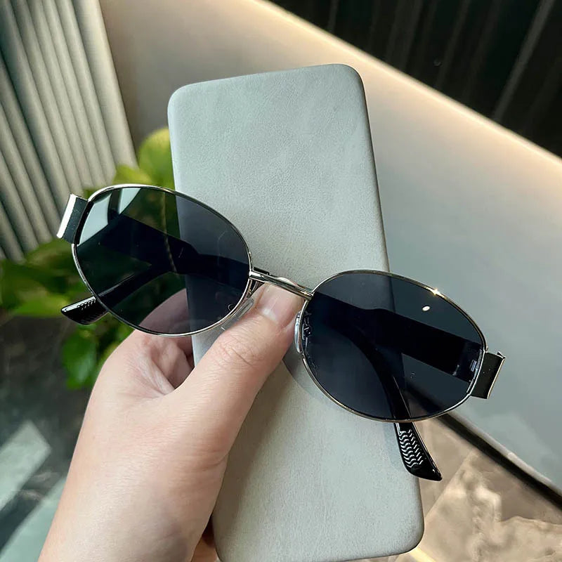 Unique and Classy Retro Metal Frame Pilot Oval Sunglasses for Men and Women - UV400 Protection