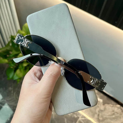 Unique and Classy Retro Metal Frame Pilot Oval Sunglasses for Men and Women - UV400 Protection