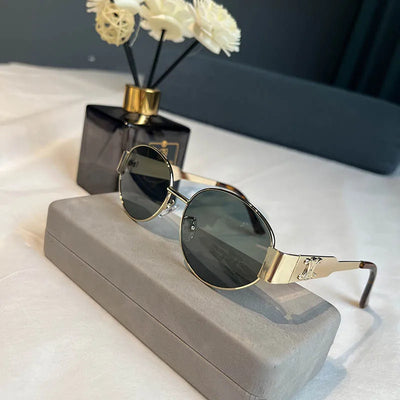 Unique and Classy Retro Metal Frame Pilot Oval Sunglasses for Men and Women - UV400 Protection