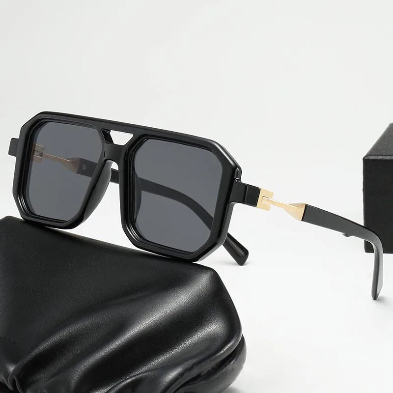 Unique & Classy Double Bridge Sunglasses for Men and Women– UV400 Gradient Lenses