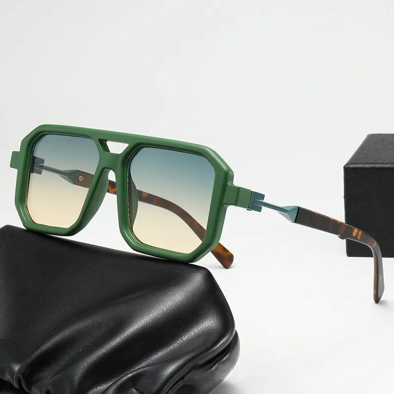 Unique & Classy Double Bridge Sunglasses for Men and Women– UV400 Gradient Lenses