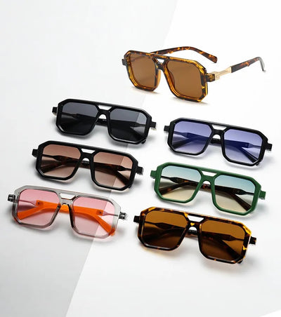 Unique & Classy Double Bridge Sunglasses for Men and Women– UV400 Gradient Lenses