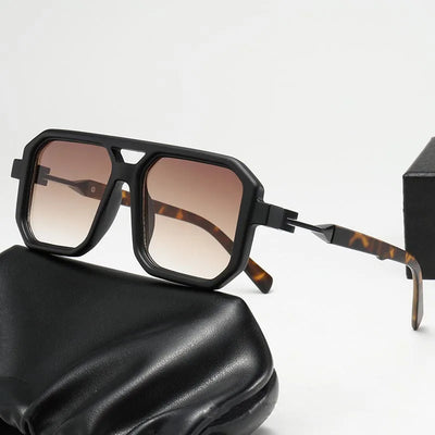 Unique & Classy Double Bridge Sunglasses for Men and Women– UV400 Gradient Lenses