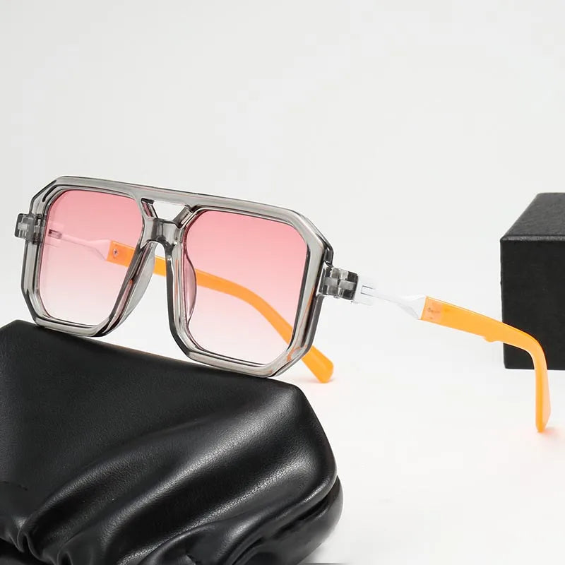 Unique & Classy Double Bridge Sunglasses for Men and Women– UV400 Gradient Lenses