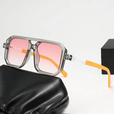 Unique & Classy Double Bridge Sunglasses for Men and Women– UV400 Gradient Lenses