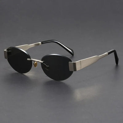 Round Rimless Cutting Luxury Metal Sunglasses for Men and Women