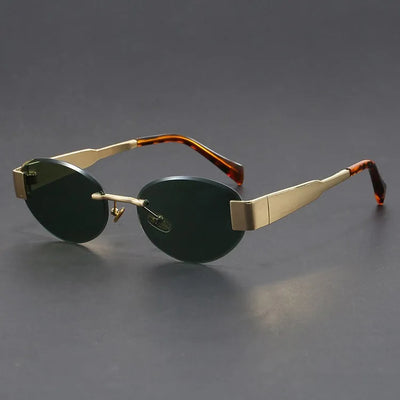 Round Rimless Cutting Luxury Metal Sunglasses for Men and Women