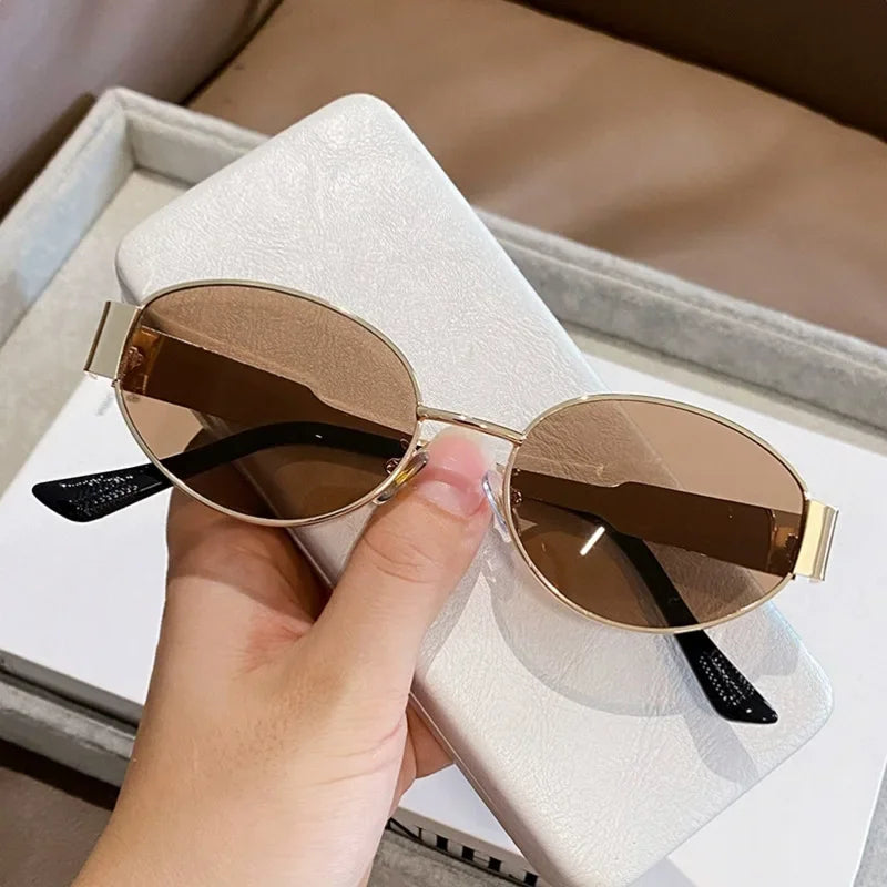 Unique and Classy Retro Oval Sunglasses – Perfect Blend of Style & UV Protection