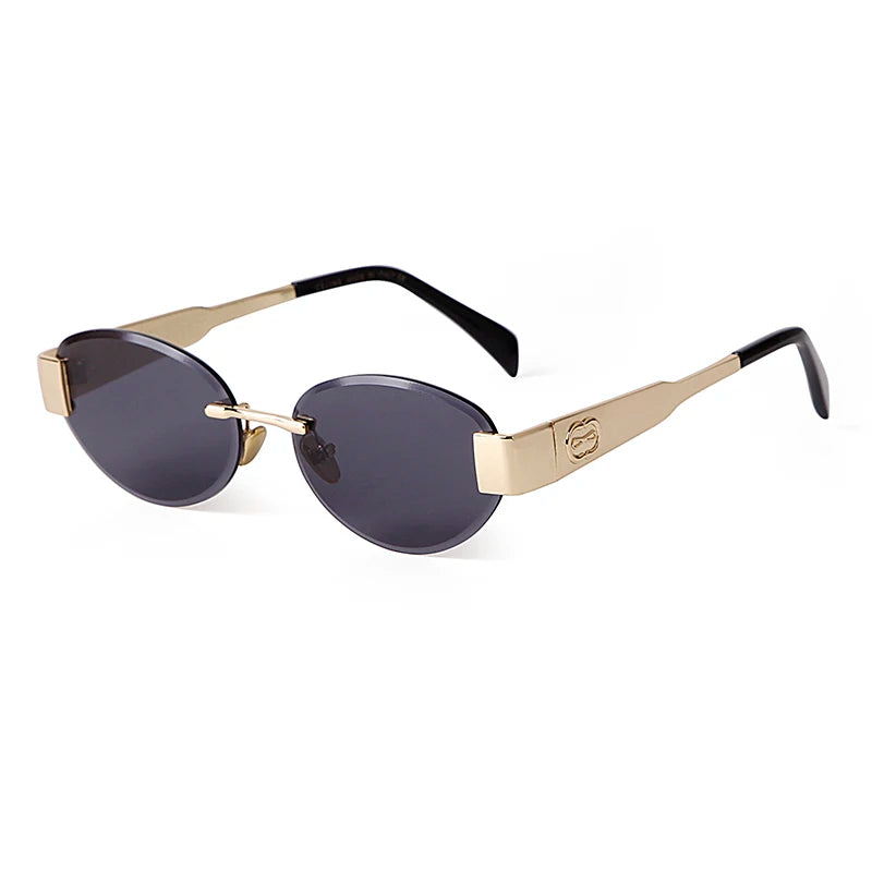 Round Rimless Cutting Luxury Metal Sunglasses for Men and Women