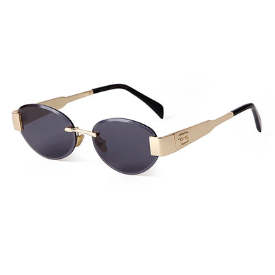Round Rimless Cutting Luxury Metal Sunglasses for Men and Women