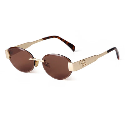 Round Rimless Cutting Luxury Metal Sunglasses for Men and Women