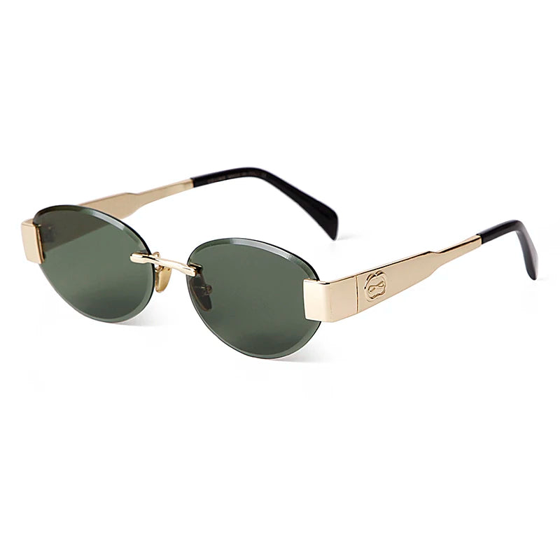 Round Rimless Cutting Luxury Metal Sunglasses for Men and Women