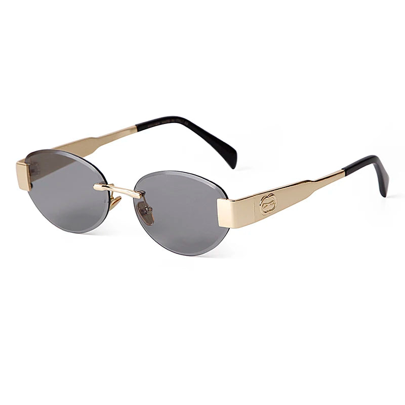 Round Rimless Cutting Luxury Metal Sunglasses for Men and Women