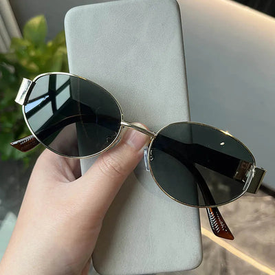 Unique and Classy Retro Metal Frame Pilot Oval Sunglasses for Men and Women - UV400 Protection