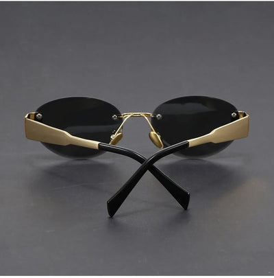 Round Rimless Cutting Luxury Metal Sunglasses for Men and Women