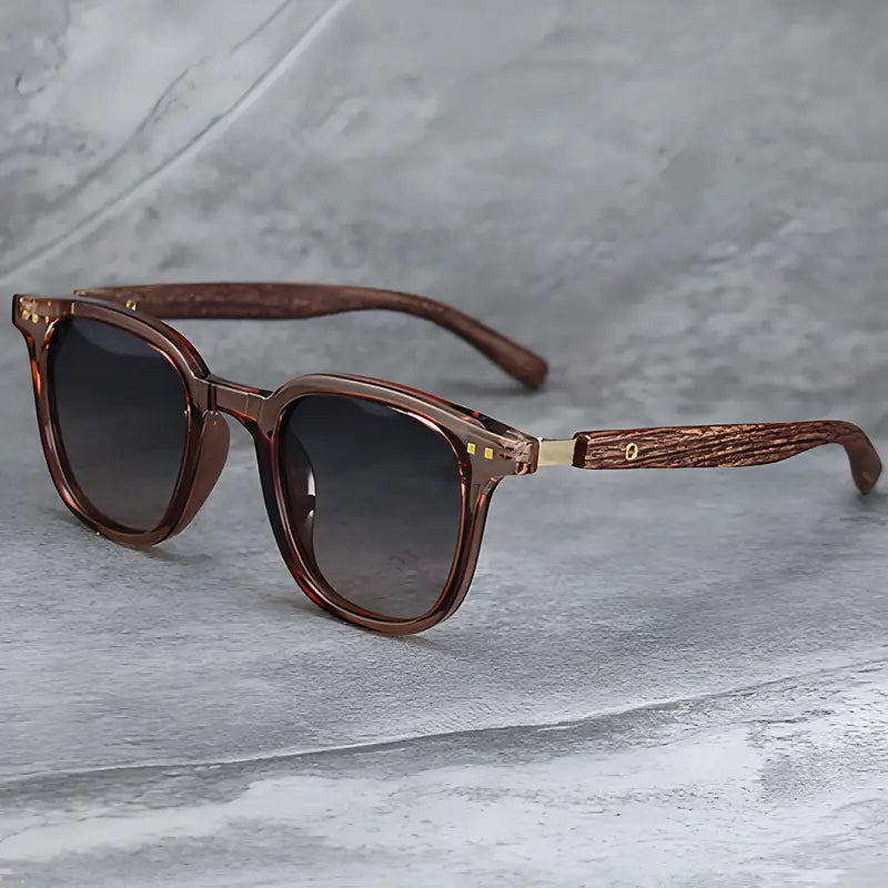 Unique and Classy Retro Wood Grain Pilot Sunglasses – UV400 Protection