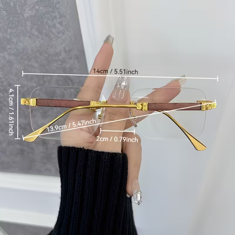 Trendy 2025 Rimless Gold Sunglasses – Blue Light Blocking, Small Square Frame
