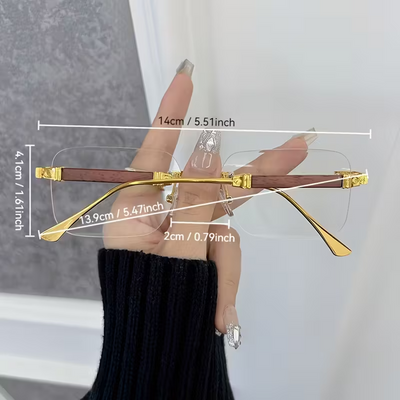 Trendy 2025 Rimless Gold Sunglasses – Blue Light Blocking, Small Square Frame