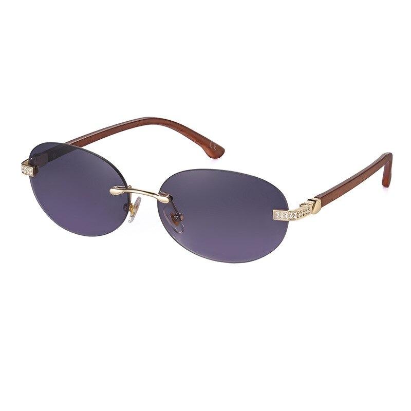 Trendy Brand Designer Round Frame Luxury Diamond Studded Rimless Sunglasses For Unisex-Unique and Classy