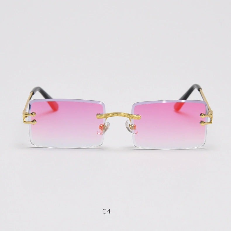 Rimless Rectangle Mirror Lens Eyewear For Unisex-Unique and Classy