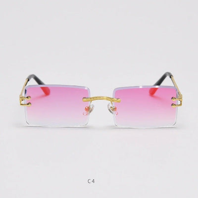 Rimless Rectangle Mirror Lens Eyewear For Unisex-Unique and Classy