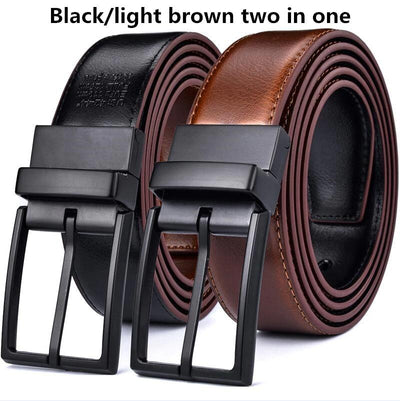 Classic & Fashion Designs Black/blue Two in One Belts with Rotated Buckle ceinture-Men's Leather Reversible Belt-Unique and Classy