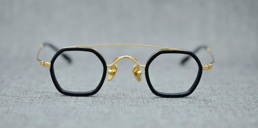 Flat Glass Frame Double Beam Polygonal Glasses For Unisex