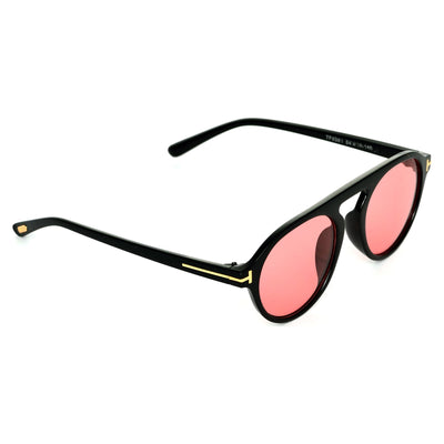 Round Pink And Black Sunglasses For Men And Women-Unique and Classy