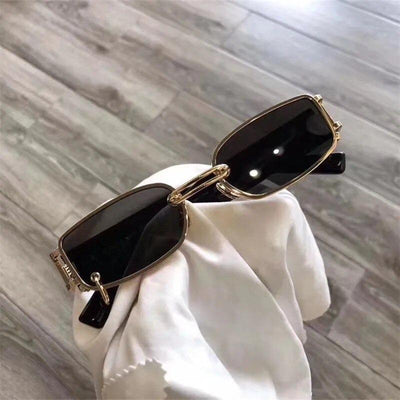 Fashion Small Rectangle With Metal Ring Decoration Frame Sunglasses For Men And Women-Unique and Classy