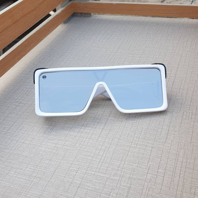 Oversized One Piece White Silver Square Sunglasses For Men And Women-Unique and Classy
